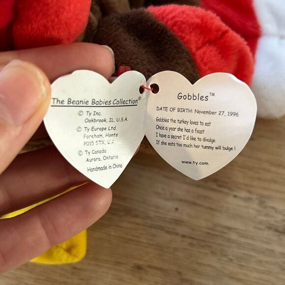 Gobbles 1996 turkey thanksgiving plush beanie baby - Picture 3 of 6